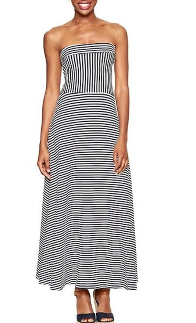 GAP Convertible Striped Strapless Midi Dress Maxi Skirt Blue White XS